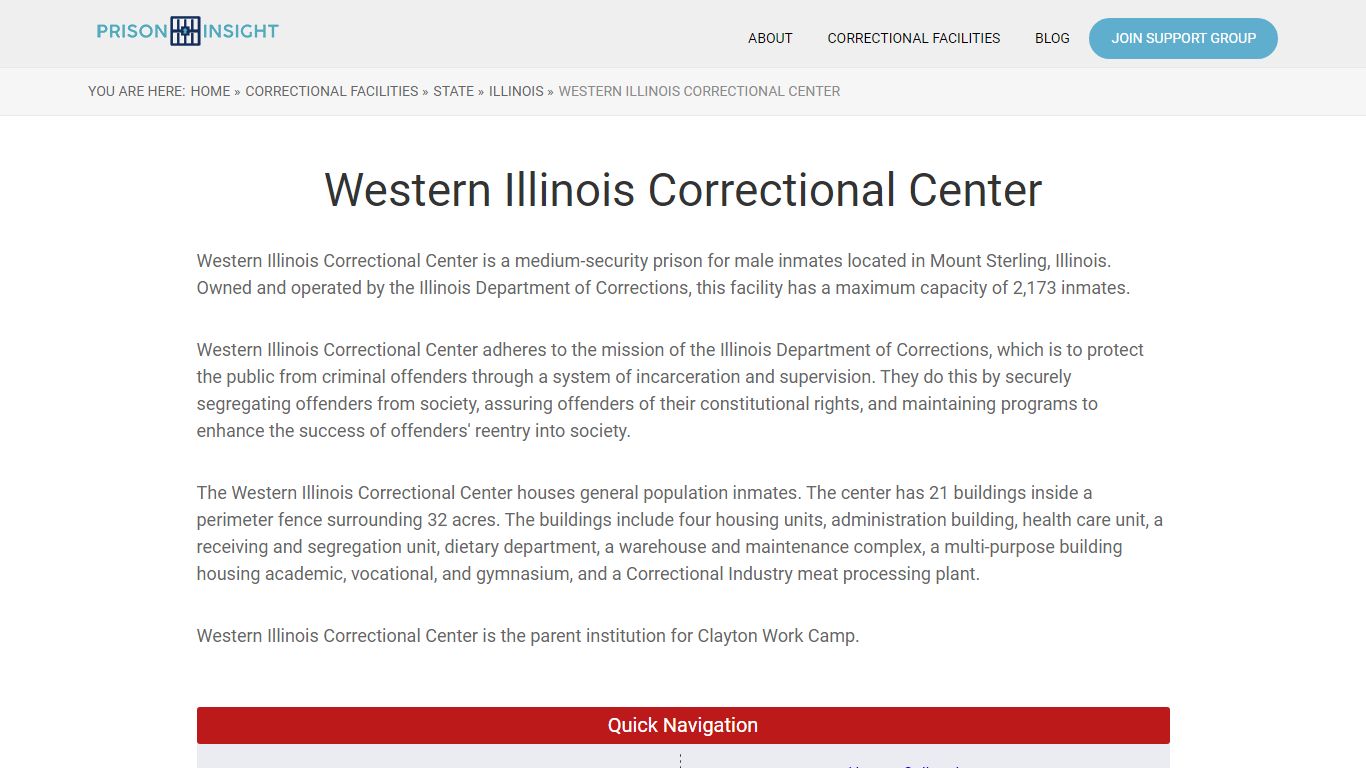 Western Illinois Correctional Center - Prison Insight